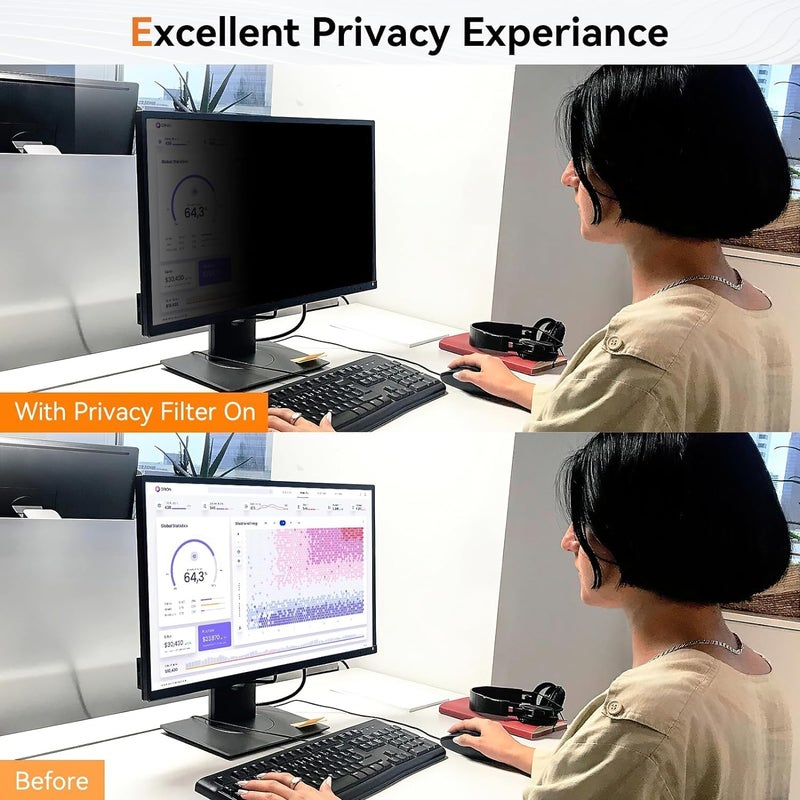 Mamol [5-Pack] 23.8 Inch Computer Privacy Screen for 16:9 Widescreen Monitor, Anti Glare Anti-UV Eye Protection Desktop PC LED Monitor Filter, Removable Anti-Scratch Screen Film 23in - Image 3